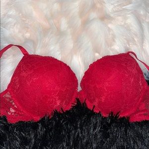 Red Lace Push Up Bra